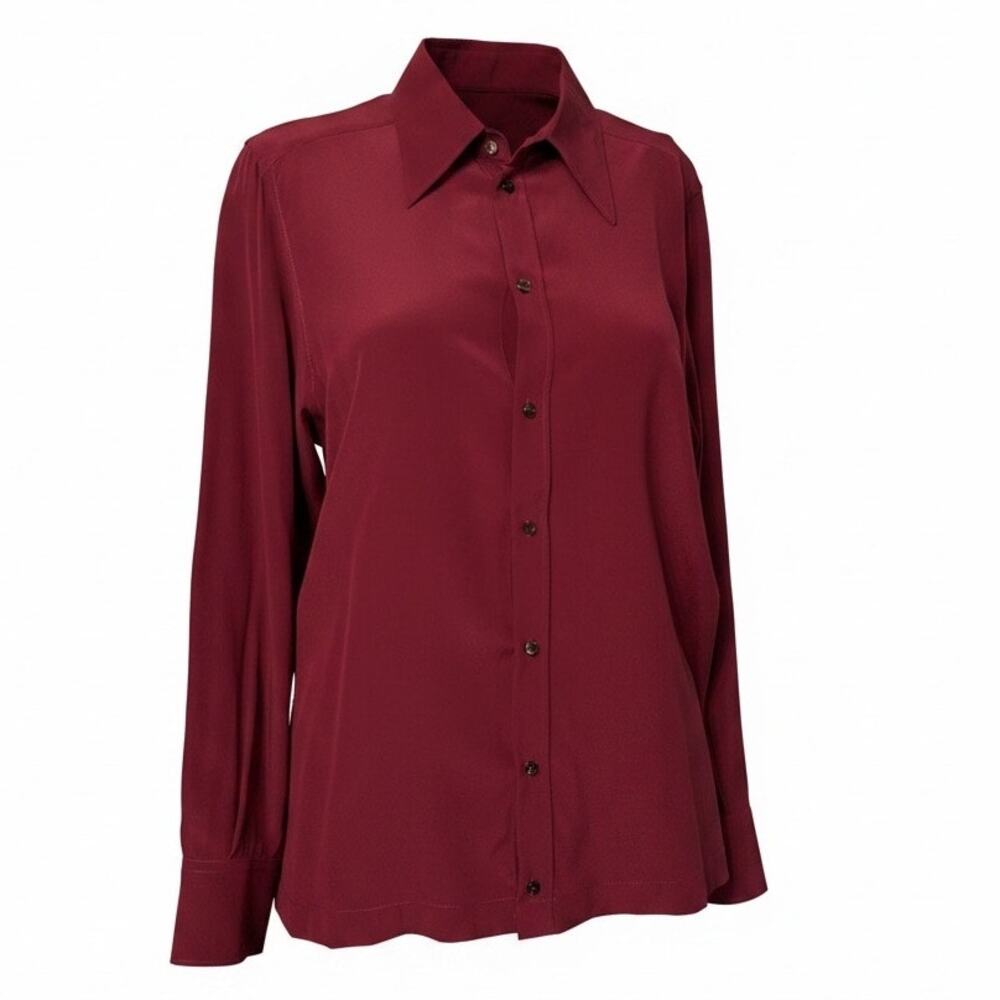 authentic Dolce & Gabbana Martini Burgundy Red Silk Shirt size IT 39 US 4
